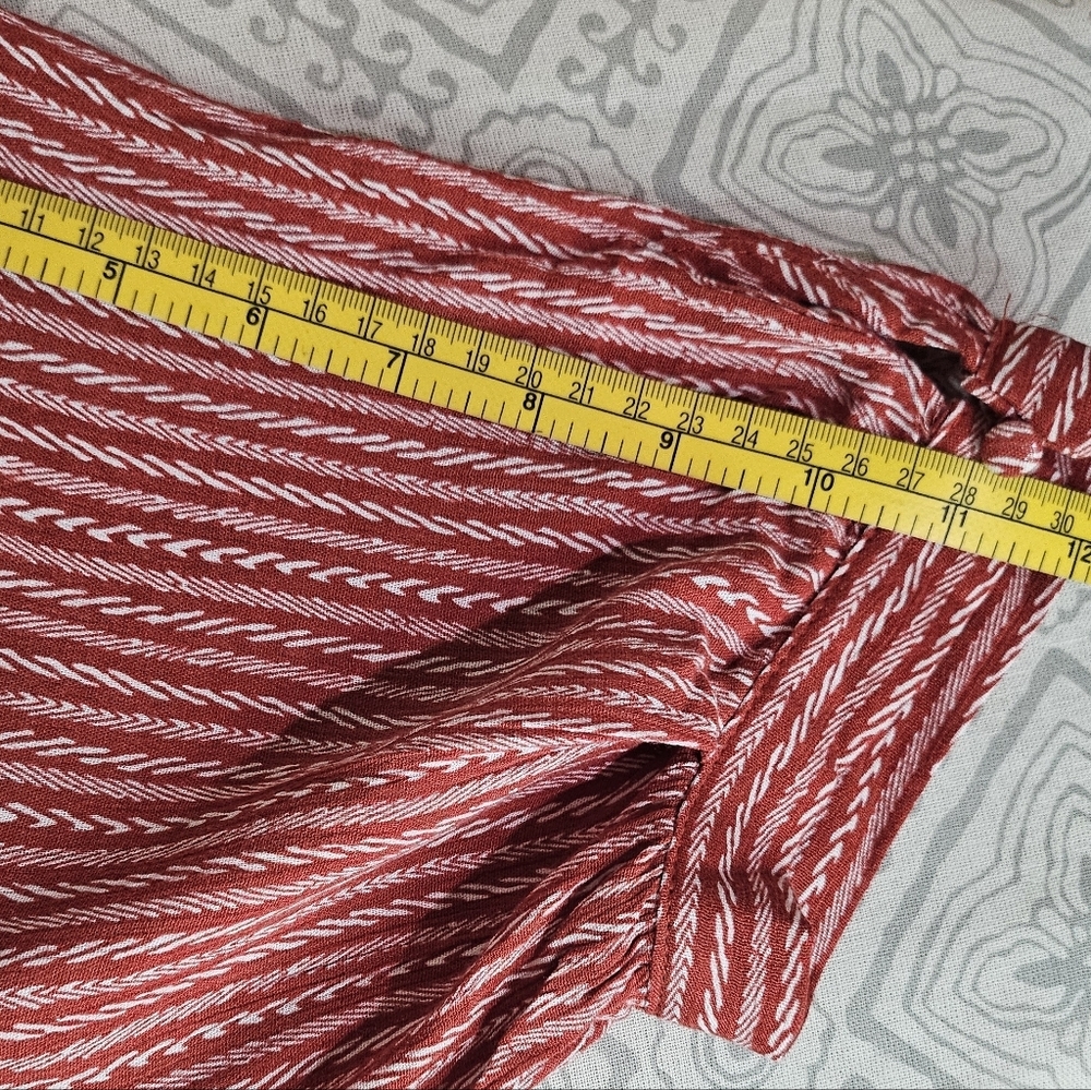 Hayden LA Rust Red Cream Striped Boho Short Sleeve Maxi Dress Large - Picture 6 of 10